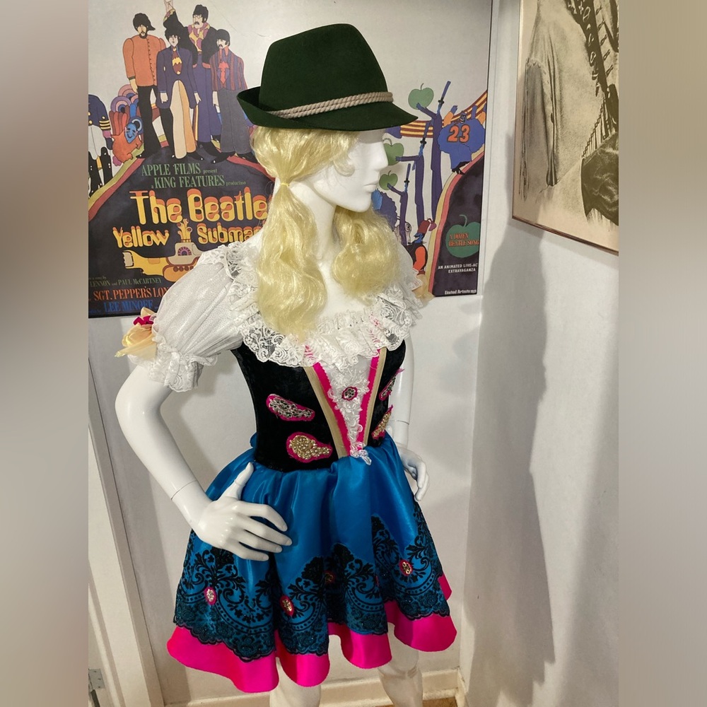 Octoberfest Swiss Mountain Outfit - Vintage Hat and Handmade One Piece Dress Wig